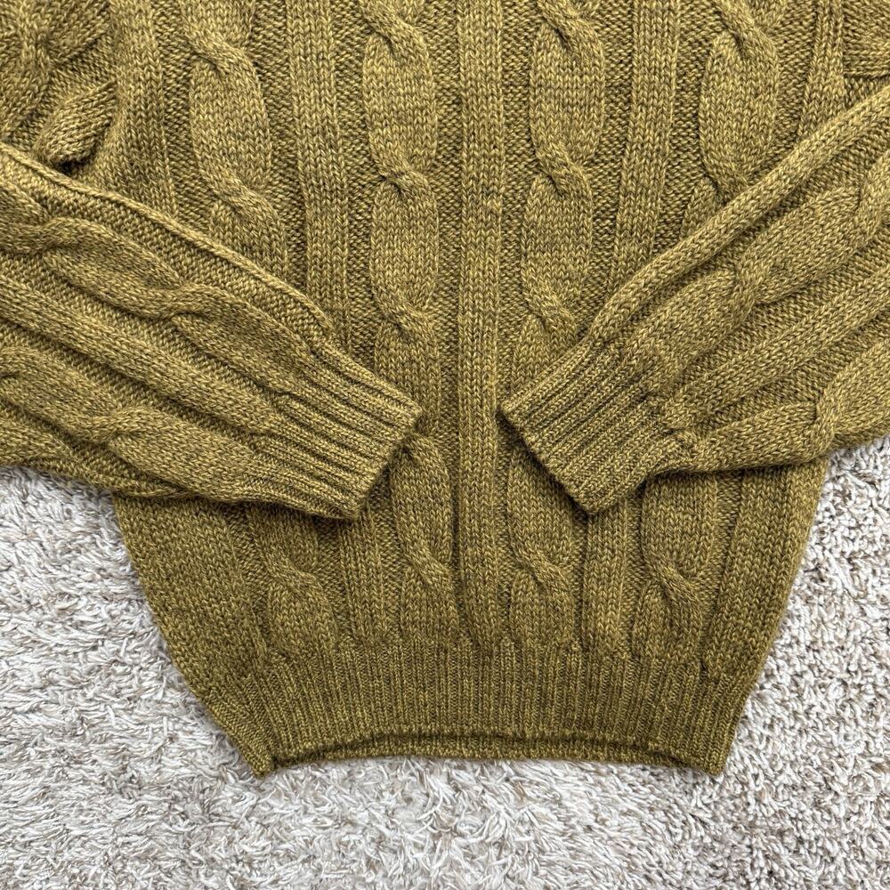 Vintage Varsity Shop Towne And King Cable Knit Wool Sweater Size M Green Brown - Picture 6 of 10